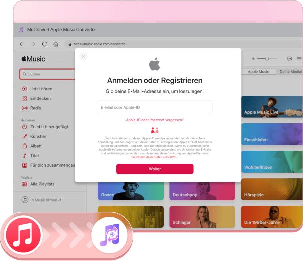 Eingebauter Apple Music Webplayer