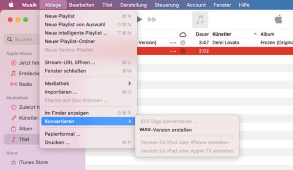 AAC in WAV mit Apple Music umwandeln