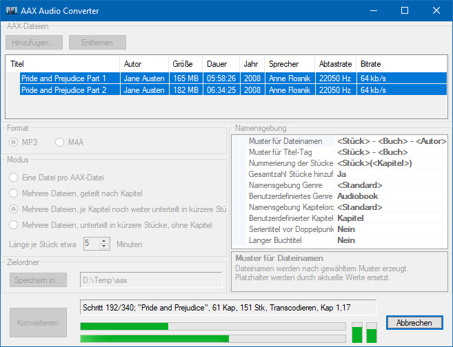 AAX-Format in MP3 mit AaxAudioConverter umwandeln