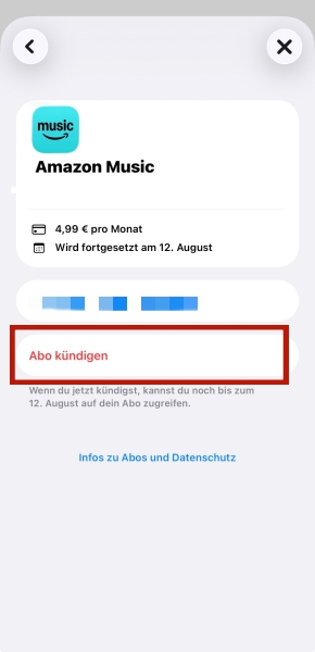 Abo kündigen in App Store auf iOS