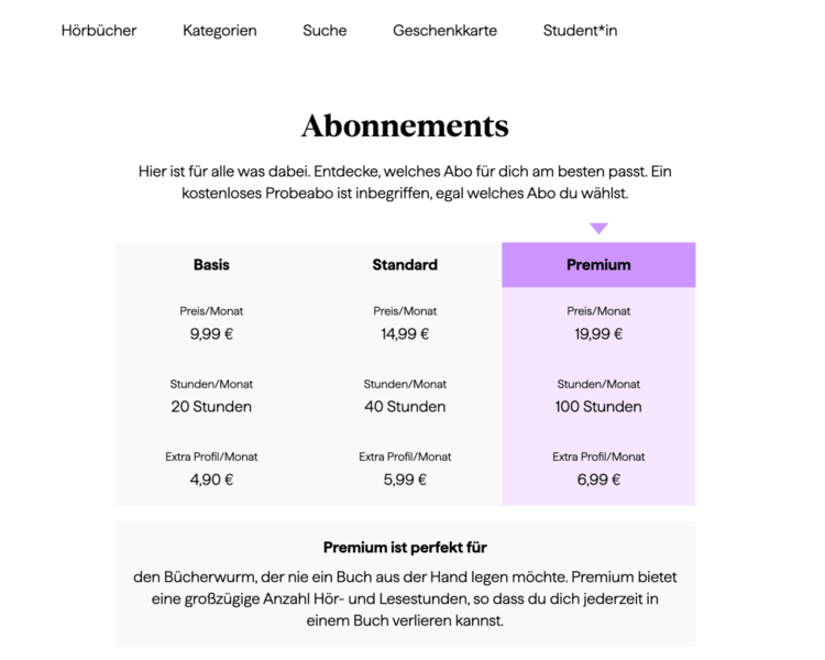 Abonnements von BookBeat