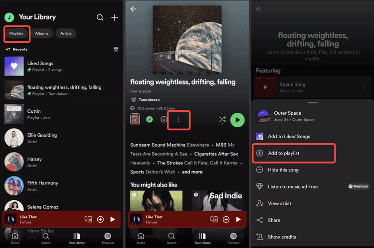 Songs zur Playlist hinzufügen
