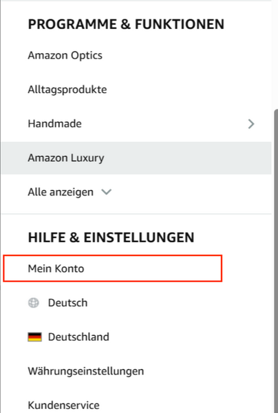 Sich im Amazon Kundenkonto anmelden