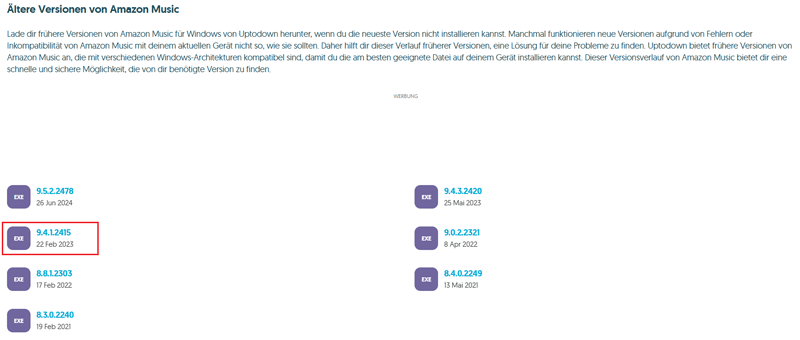 Amazon Music älteren Desktop-App downloaden