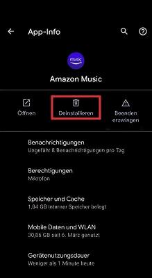 Amazon Music-App deinstallieren