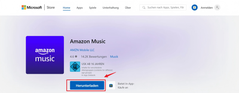 „Amazon Music“-App im Microsoft Store herunterladen