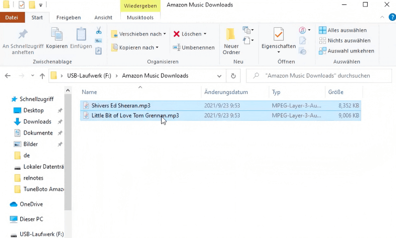 Amazon Music auf den USB-Stick kopieren