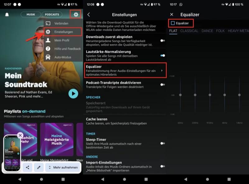 Amazon Music-Equalizer aktivieren