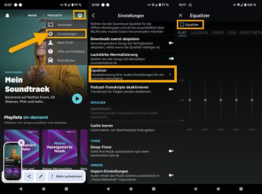 Amazon Music Equalizer in der App einstellen