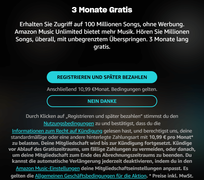 Amazon Music Unlimited abonieren