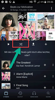 Amazon Music Zufallswiedergabe deaktivieren auf Mobilgeräten