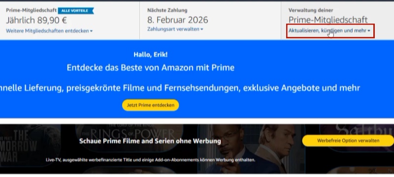 Amazon Prime aktualisieren, kündigen und mehr
