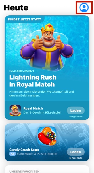 Apple-ID in App Store auf iOS