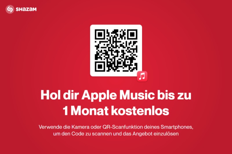 Apple Music 1 Monat kostenlos mit Shazam