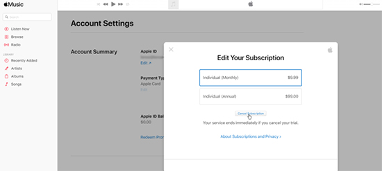 Apple Music Abo online verwalten