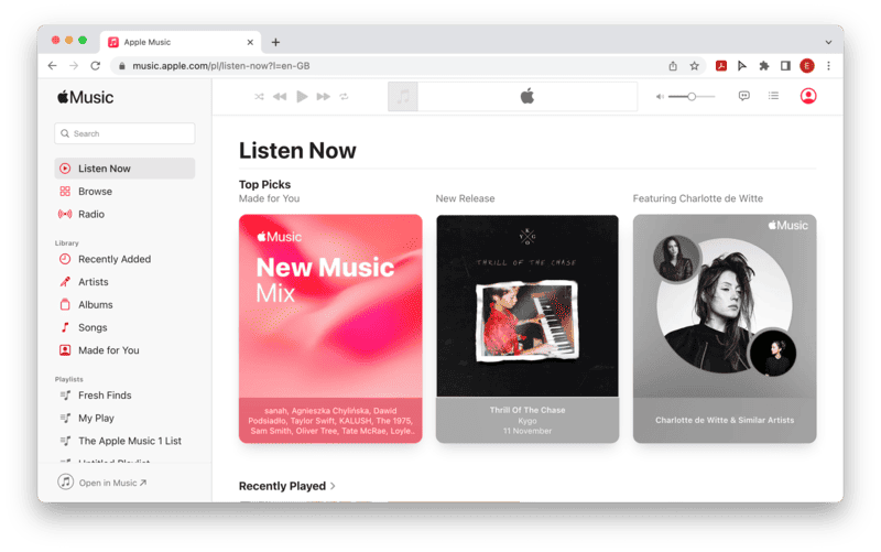 Apple Music bei Browser nutzen