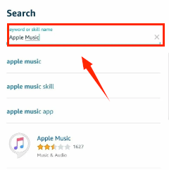 Apple Music Skill im Suchfeld eingeben