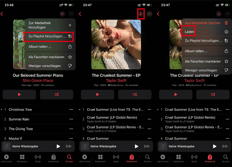 Apple Music Songs downloaden auf iOS Gerät