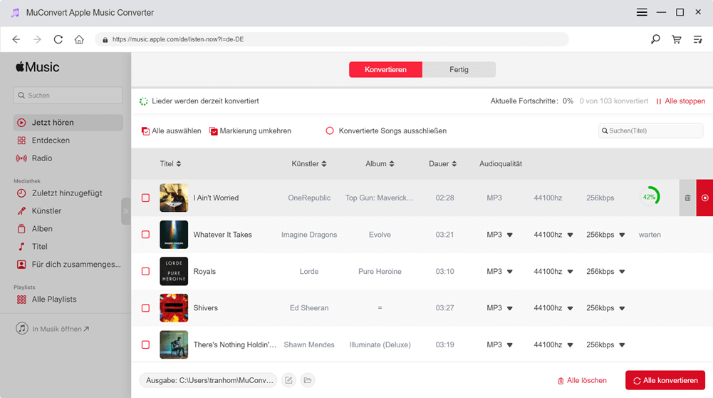 Apple Music Songs werden konvertiert