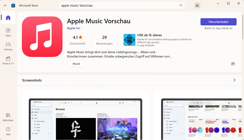 Apple Music Vorschau downloaden