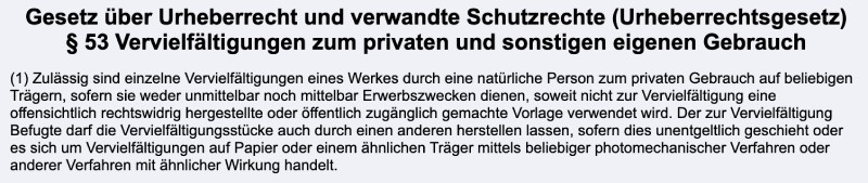 Artikel 53 des Urheberrechtsgesetzes