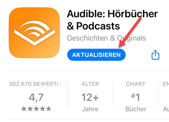 Nach verfügbaren Audible-Updates im App Store suchen