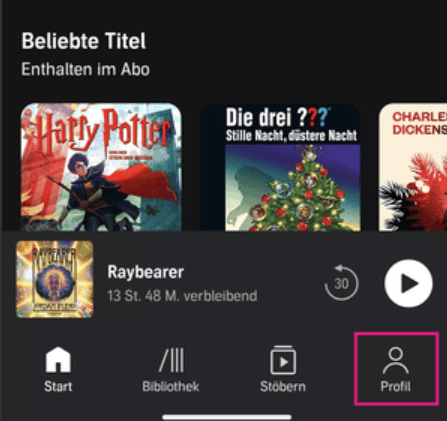 Den Profilbereich in der Audible App öffnen