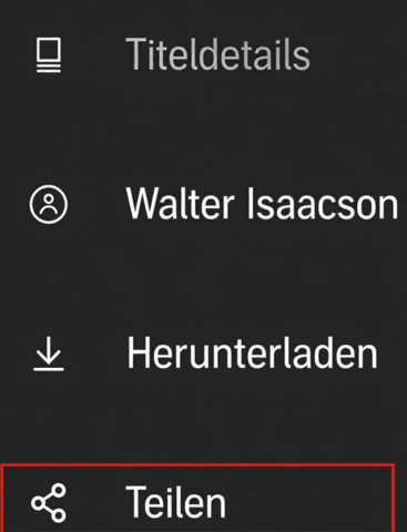 Die Option Teilen in der Audible App antippen