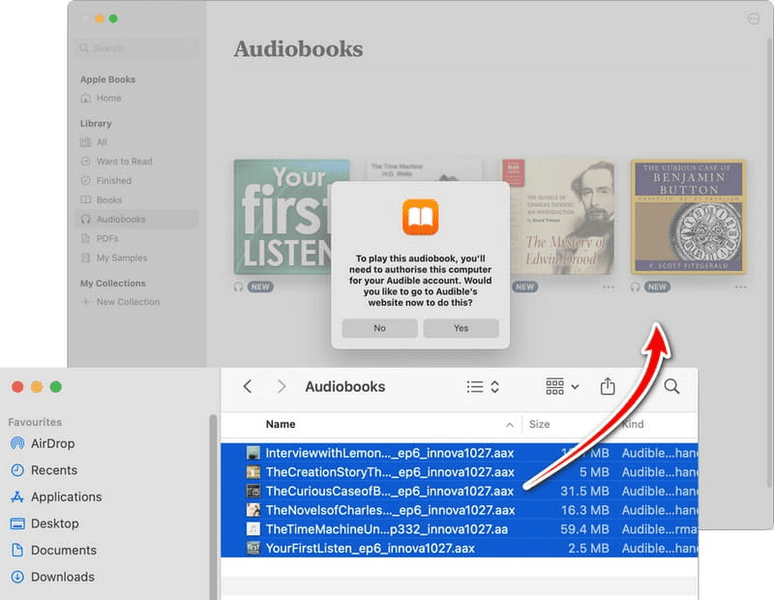 Audible-Dateien in Apple Books importieren und den Mac autorisieren