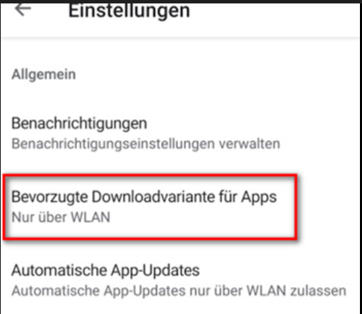 Den Download nur über WLAN in den Einstellungen prüfen