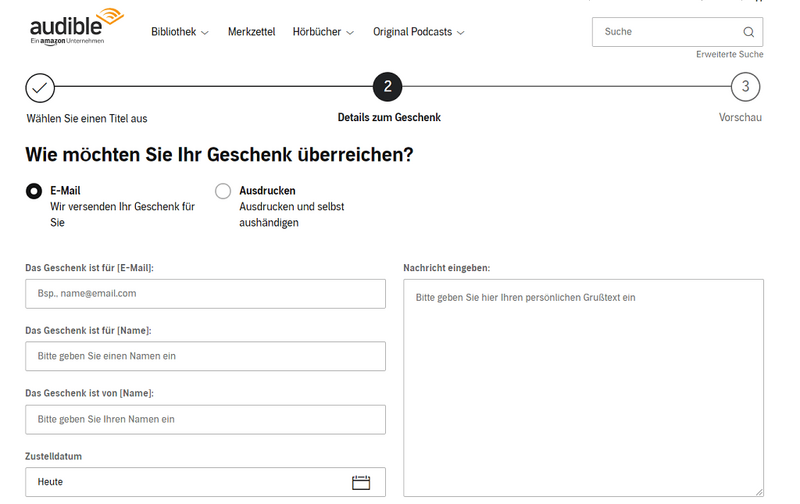 Die E-Mail-Adresse des Empfängers eingeben