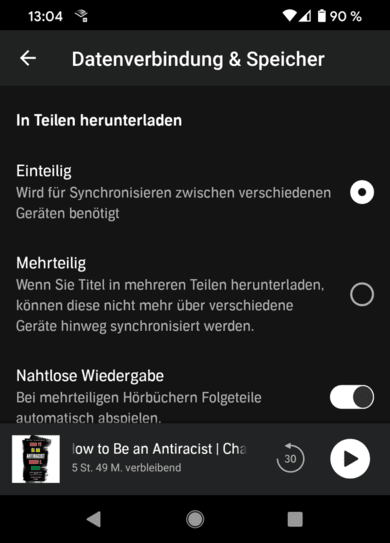 Audible Hörbuch in Teilen herunterladen