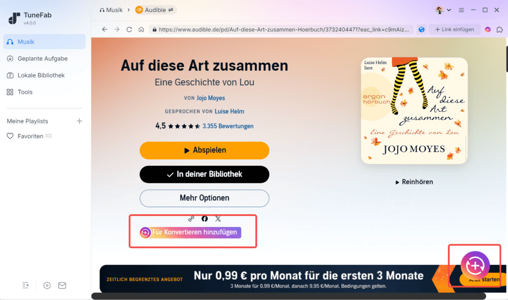 Audible-Hörbuch in TuneFab hinzufügen
