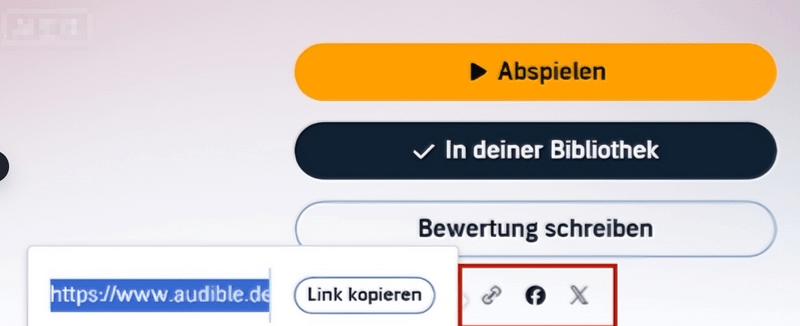 Den Link zum Teilen des Hörbuchs kopieren