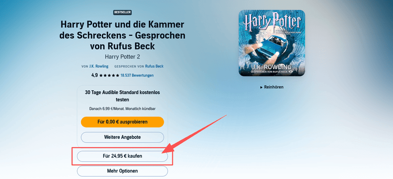 Audible-Hörbuch ohne Abo einzeln kaufen