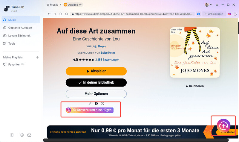 Audible-Hörbuch zur Konvertierungsliste hinzufügen