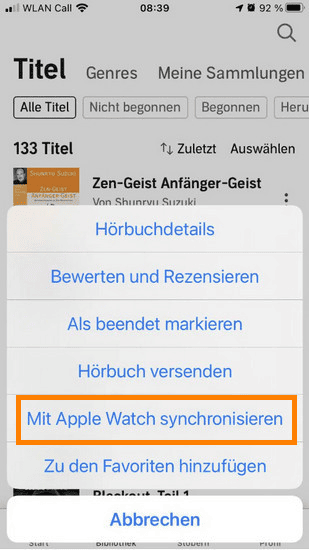 Audible Titel mit Apple Watch synchronisieren