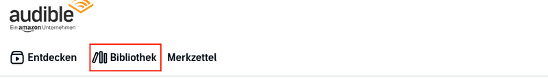Die Audible Bibliothek auf der Webseite öffnen