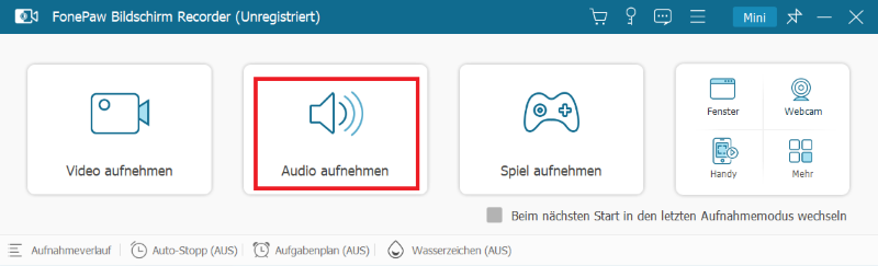 Audio aufnehmen wählen