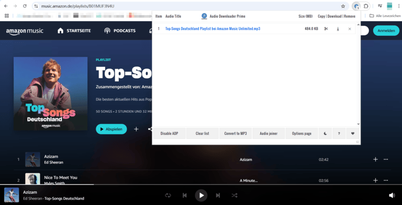 Audio Downloader Prime Browser-Erweiterung
