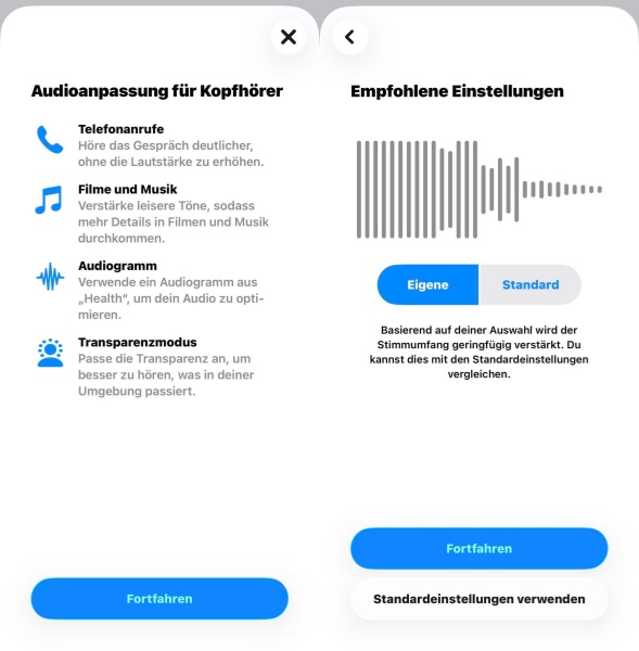 Kopfhöreranpassungen für AirPods auf dem iPhone aktivieren
