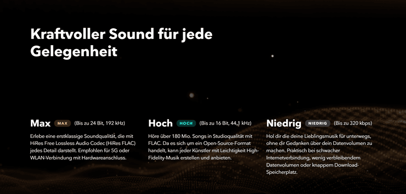 Audioqualität von TIDAL