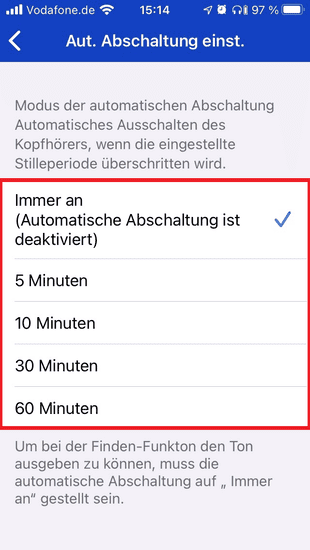 automatische Abschaltung aktivieren