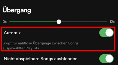 Automix deaktivieren