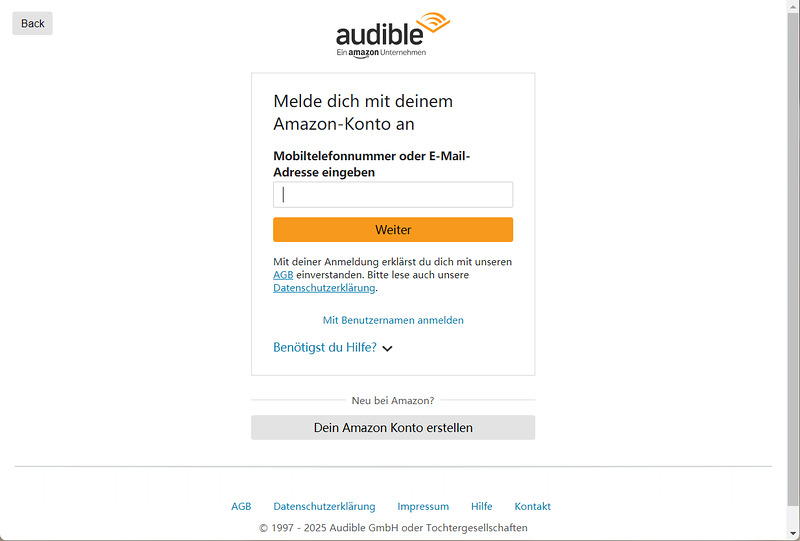 Bei AudibleSync anmelden
