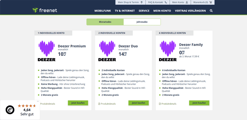 Bei freenet Deezer Family kostenlos holen
