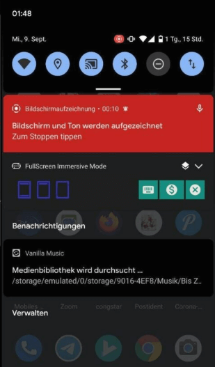 Bildschirmaufzeichnung zum stoppen tippen Android
