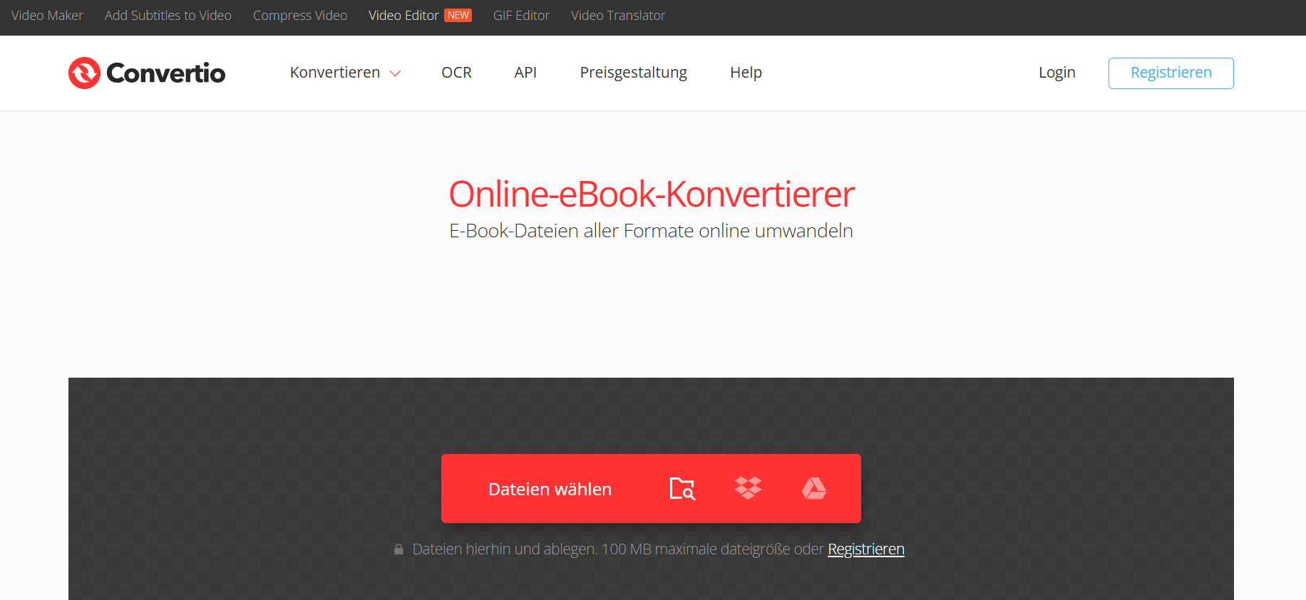 Convertio online E-Book Konverter