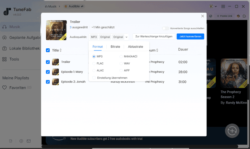 Das Ausgabeparameter auswählen