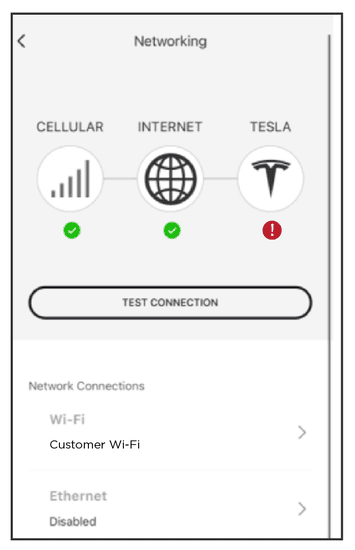 Das Netzwerk auf Tesla funktioniert nicht